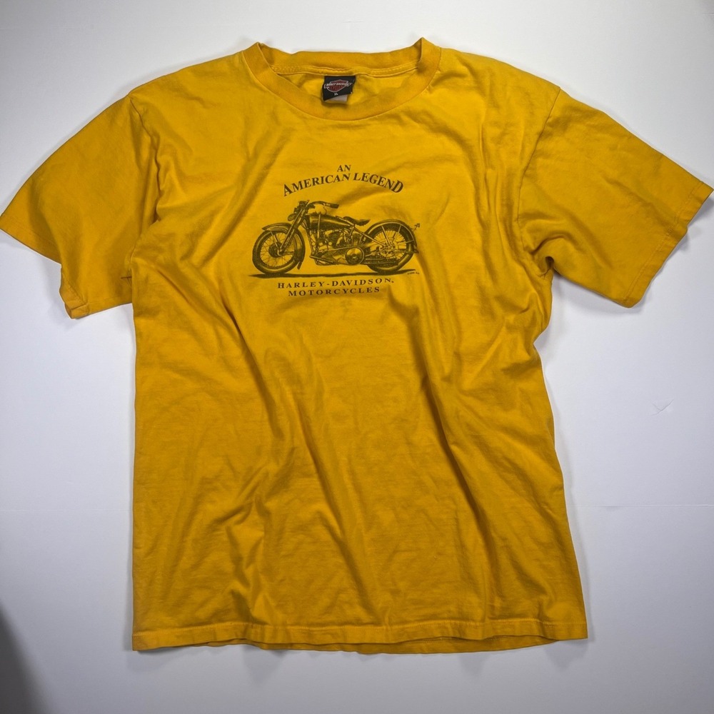 Harley-Davidson T-Shirt Mens XL Yellow Graphic An American Legend Doug's SC 2006